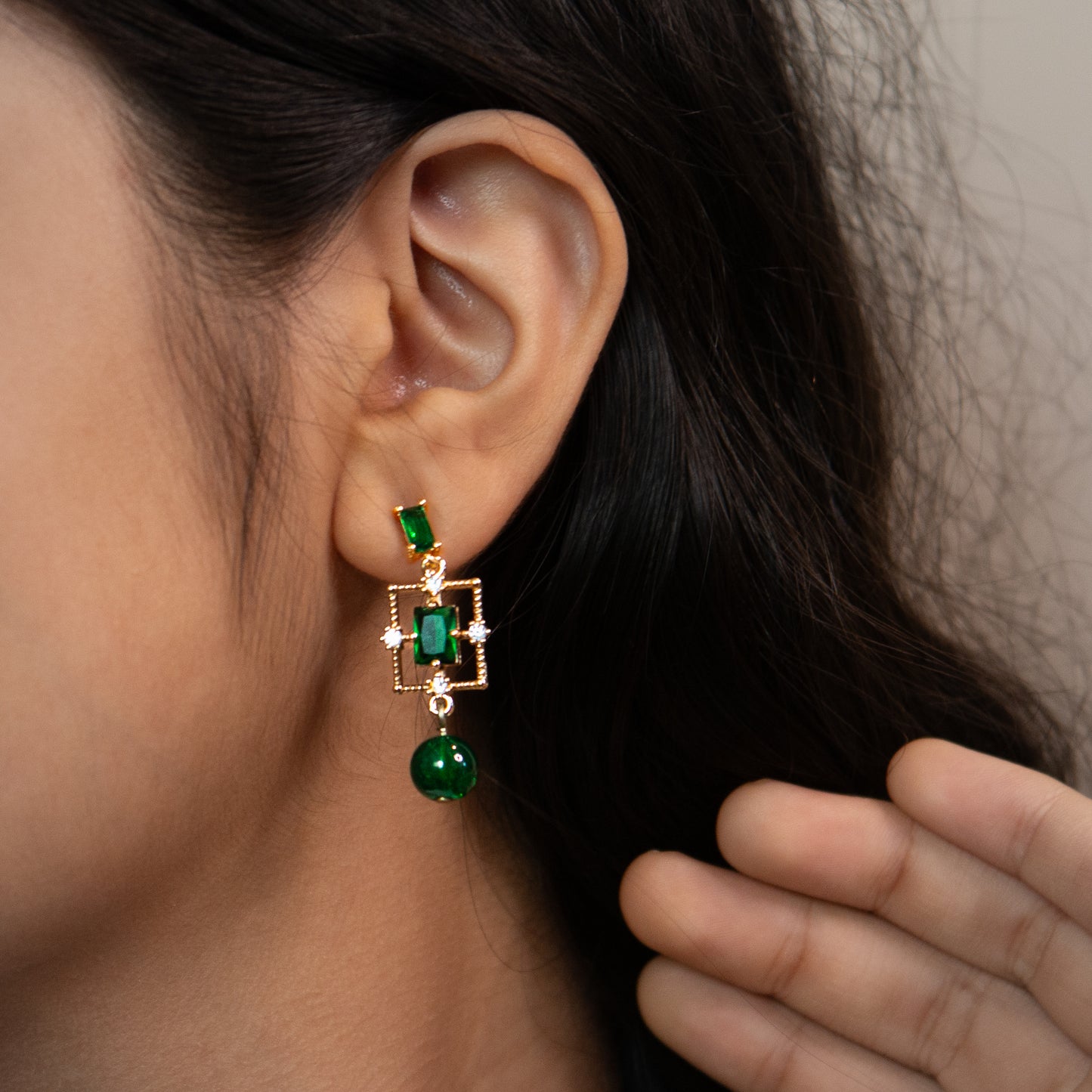 Emerald Pendant and Earring Set